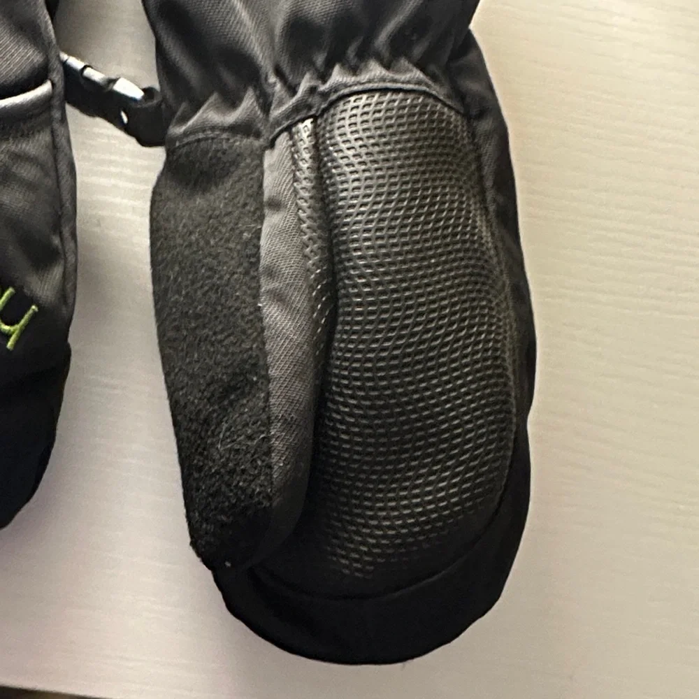 Head Black Mittens with Vibrant Green Accents